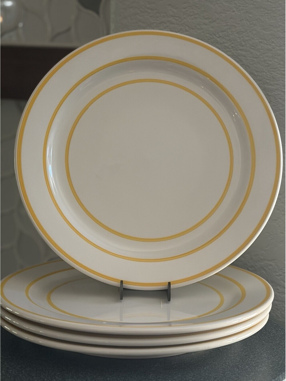 Vintage Katja House for Towle Plate/charger Set Of 4- Yellow Bands - Italy